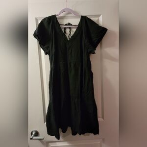 Cotton flutter sleeve v-neck back dress